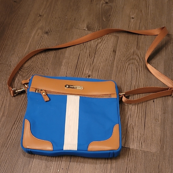 Dooney & Bourke Blue and Tan Crossbody Bag - Picture 1 of 2